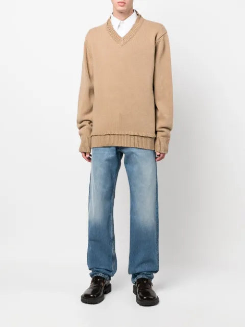 Maison Margiela V-neck elbow-patch jumper