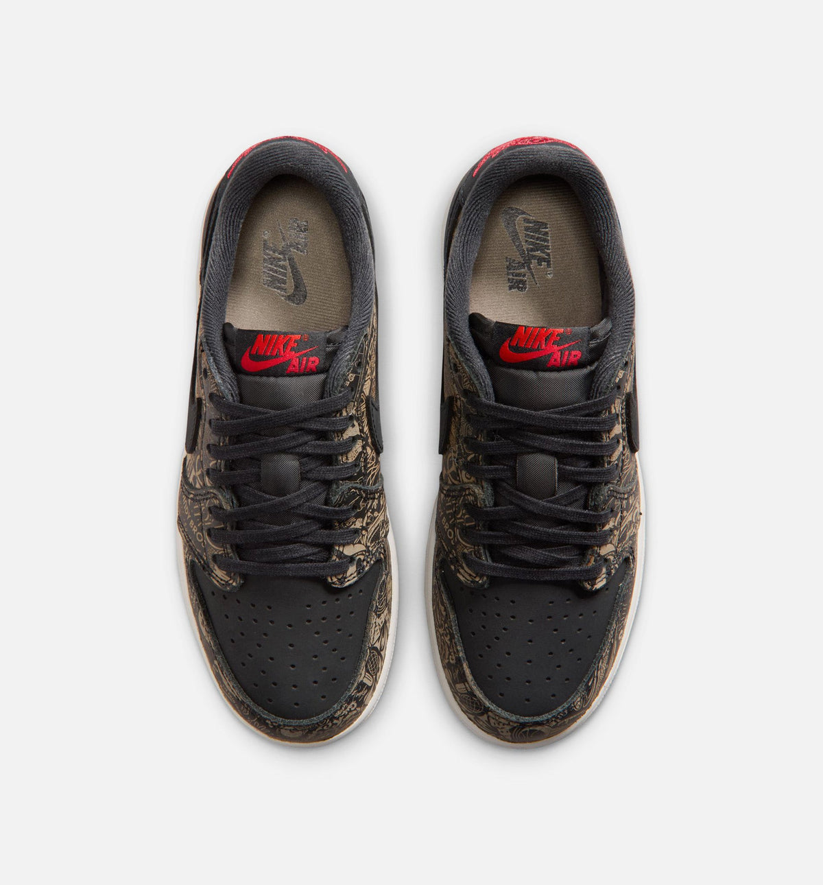 Air Jordan 1 Retro Low OG Laser Black And Varsity Red Big Kids' Sneakers - Black / Red / White