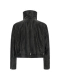 Rick Owens high-collar leather jacket