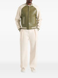 Manière De Voir Guy in olive/cream contrast leather bomber jacket