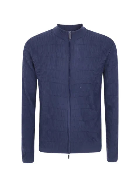 Emporio Armani ribbed zip-up wool cardigan