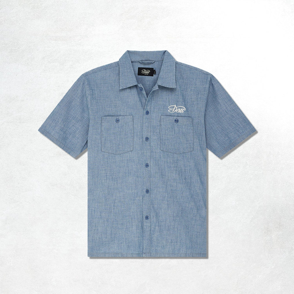 Deus Forecourt Chambray Shirt: Mid Indigo