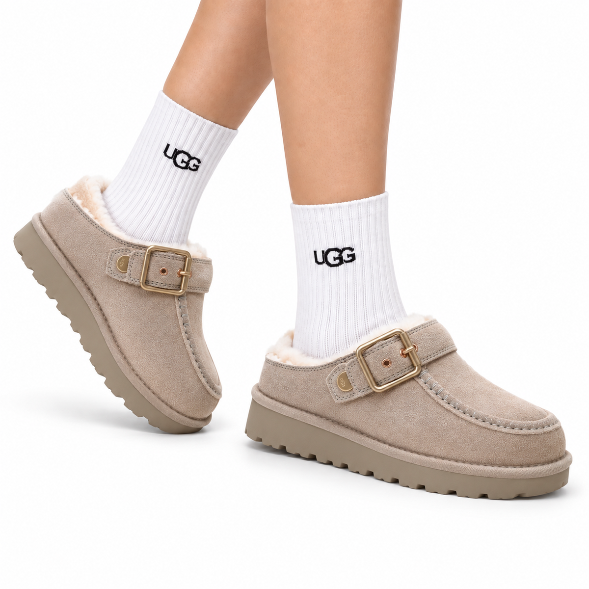 UGG Ethnic-Trim Shearling Slip-On Shoes