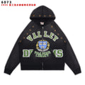 Valley Dreams Varsity Crest Washed Black Zip Hoodie