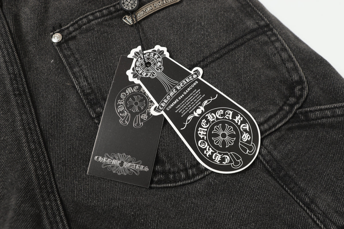 Chrome Hearts Vintage Cross Patchwork Washed Carpenter Denim Shorts 9903