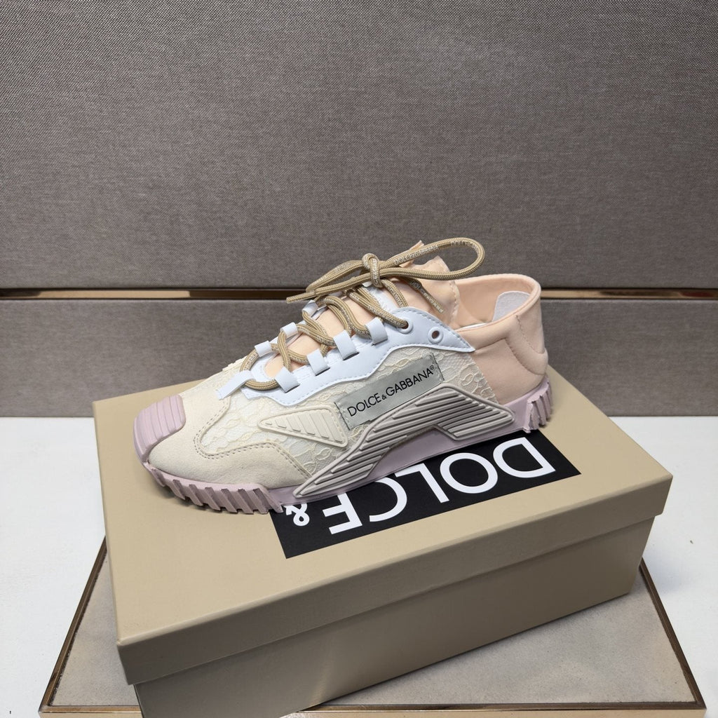 Dolce & Gabbana Cream Panel Low-Top Sneakers