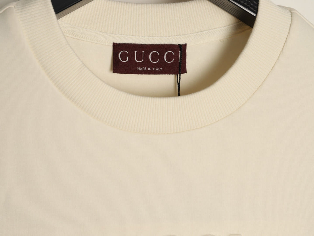Gucci Interlocking G and Lettering Crewneck Sweatshirt - Cream